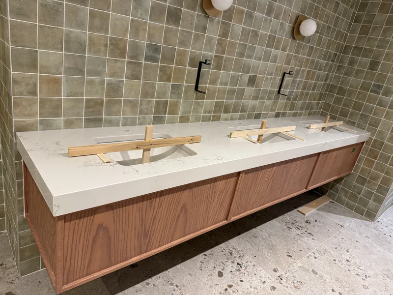 Mitred vanity, cut, fabricated and installed